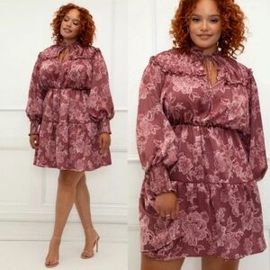 NWT ELOQUII PUFF SLEEVE BOHO FLORAL DRESS